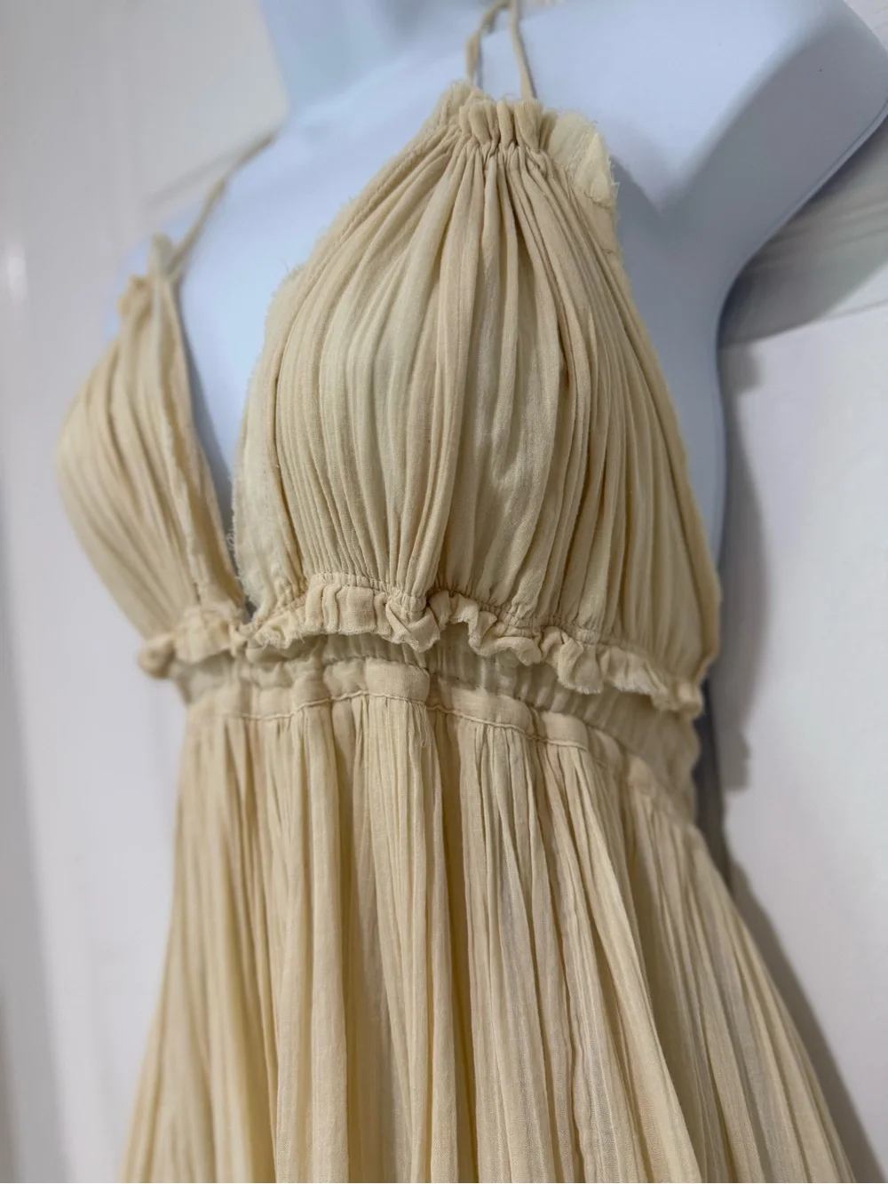 Free People 100 Degree Cream White Bohemian Party Beach Sexy Mini Dress Medium - Picture 8 of 13